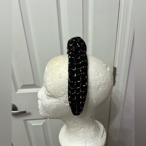 Black and colorful tweed hard headband with top knot - Picture 3 of 3